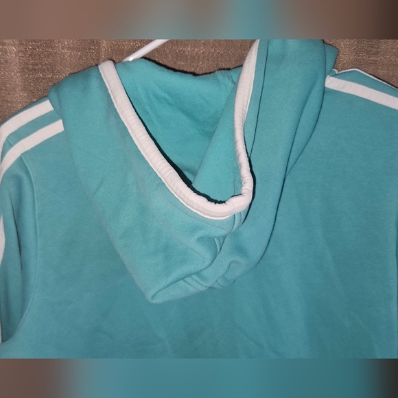 ADIDAS Hoodie Green 3 Stripes Hooded Pullover Sweatshirt Women's sz M - Picture 9 of 10